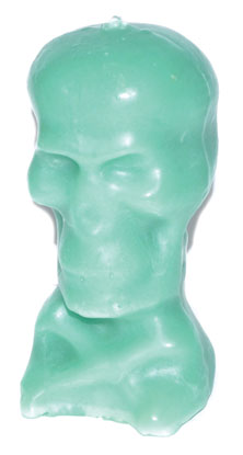 5 1-2" Green Skull Candle