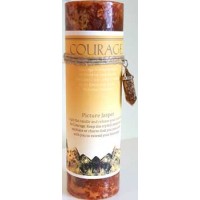 Courage Pillar Candle With Picture Jasper Pendant