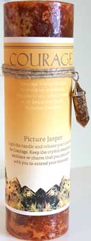 Courage Jumbo Candle With Picture Jasper Pendant