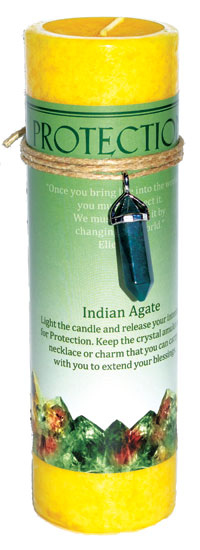 Protection Jumbo Candle With Indian Agate Pendant