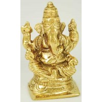 Ganesh Sitting Brass 3"