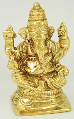 Ganesh Sitting Brass 3"
